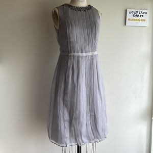 NEW ARMANI COLLEZIONI Gray Sleeveless Beads Silk Dress SZ - 2
